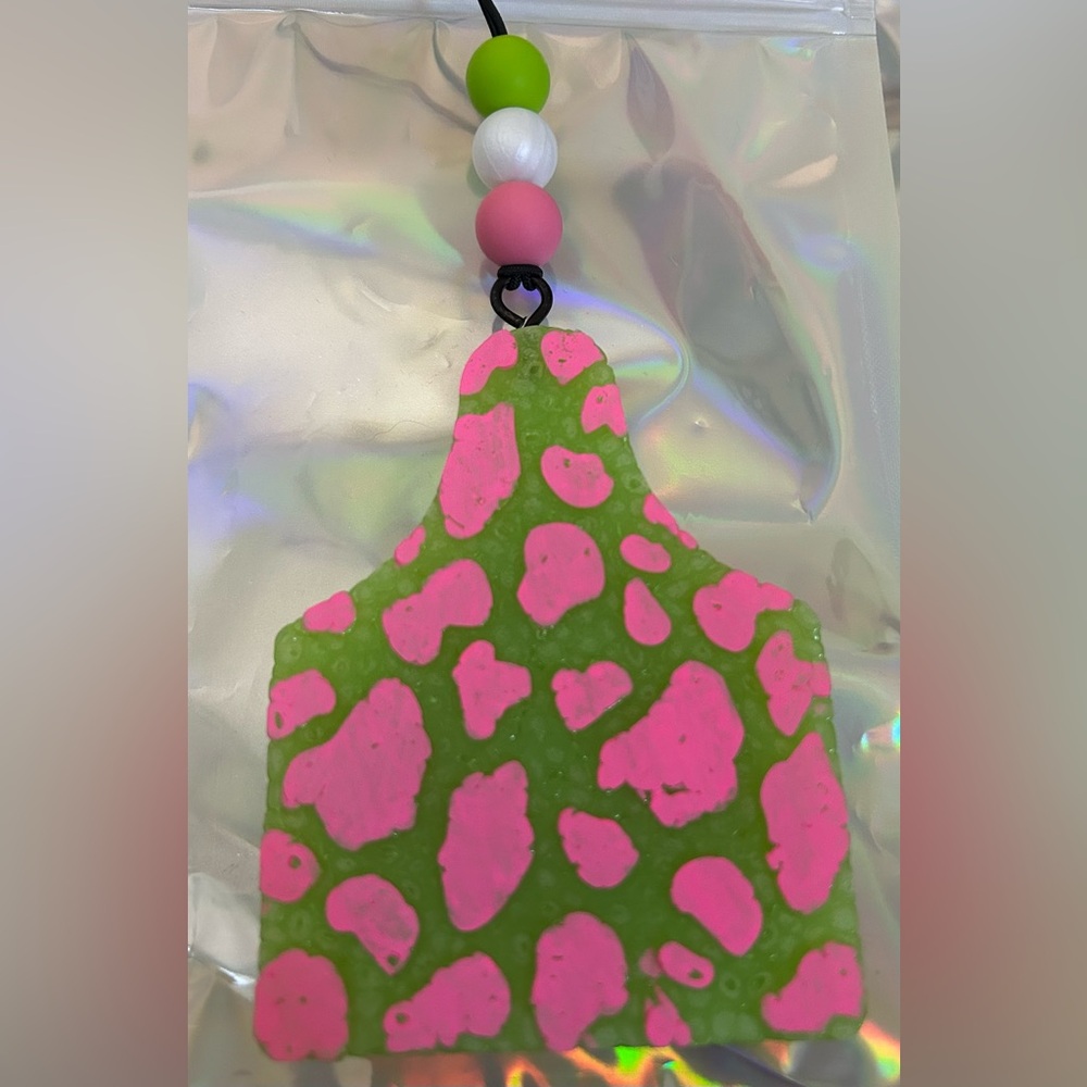 Cactus and sandalwood cow tag car freshie!